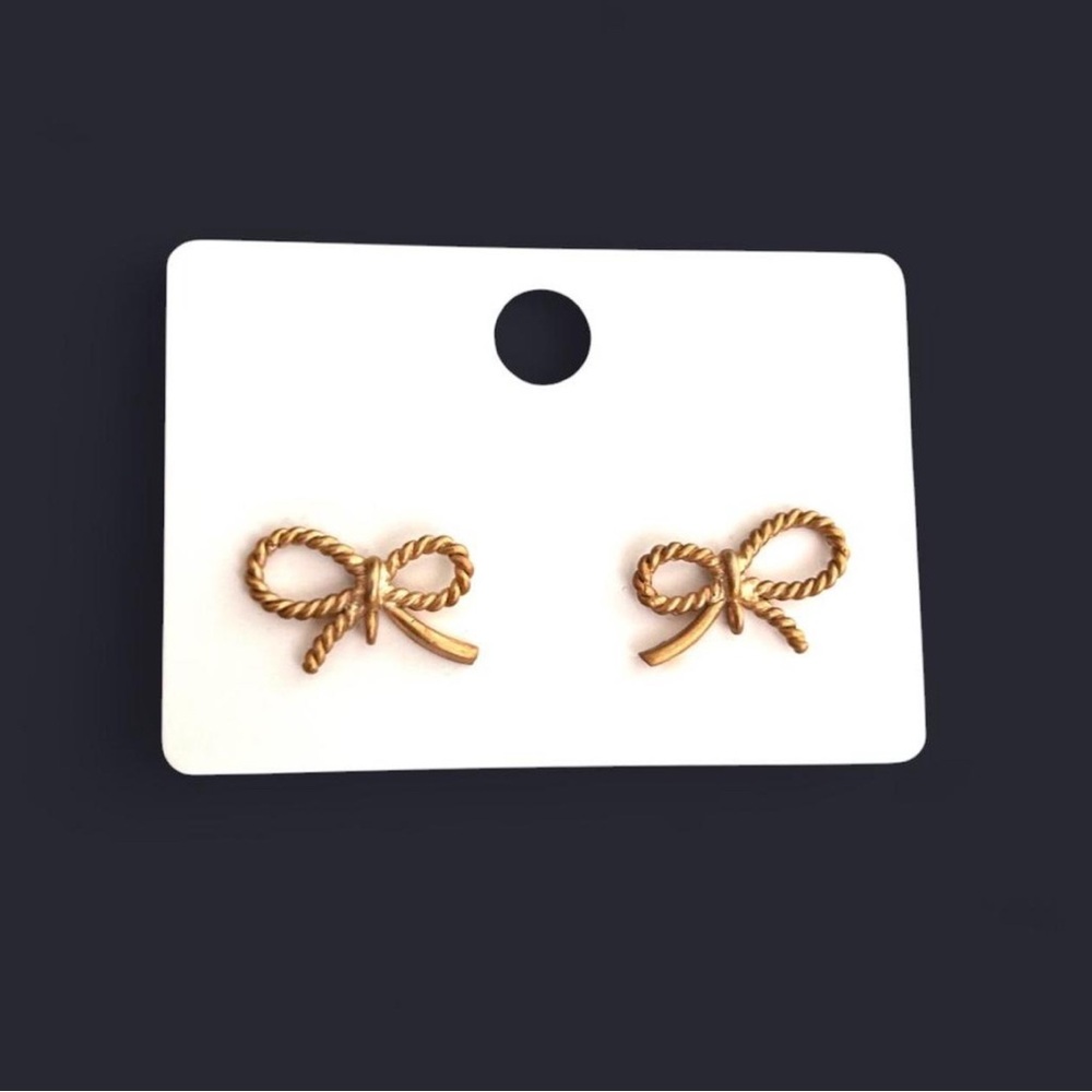 Cute Gold Bow Stud Earrings